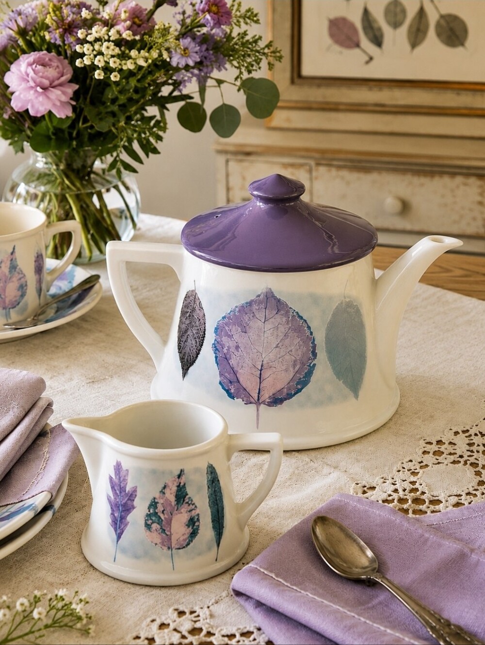 Portmeirion Dusk By Jo Gorman Teapot Purple Lid Made In Britain Discontinued